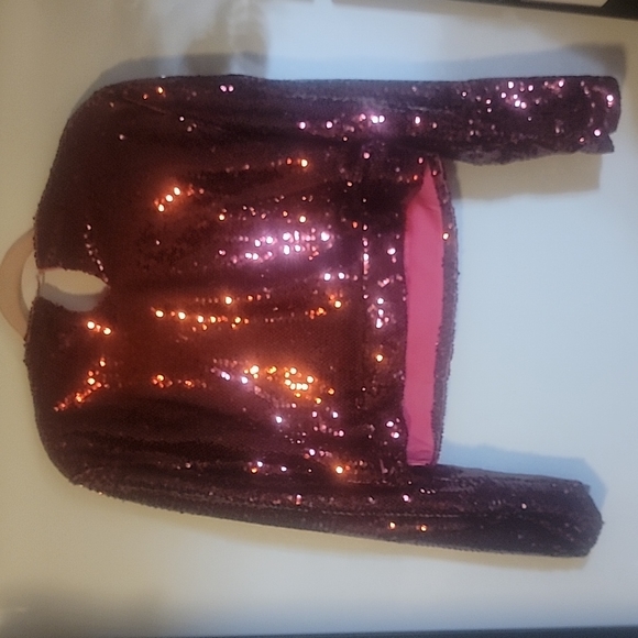 Stunning Sequin crop top in Raspberry Red XL - Picture 9 of 16